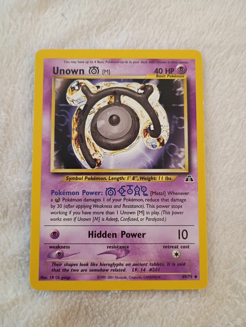 Unown Pokémon Card 49/75